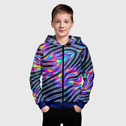Толстовка на молнии детская Голографические полосы, цвет: 3D-синий — фото 2