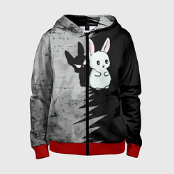 Толстовка на молнии детская Теневой зайка, цвет: 3D-красный