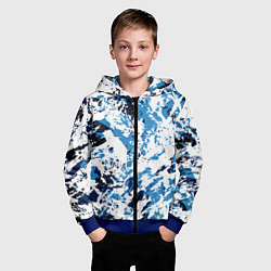 Толстовка на молнии детская Взрыв гжели, цвет: 3D-синий — фото 2