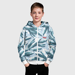 Толстовка на молнии детская Ветки ёлочек - happy, цвет: 3D-белый — фото 2