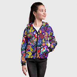Толстовка на молнии детская Multicolored floral patterns, цвет: 3D-черный — фото 2
