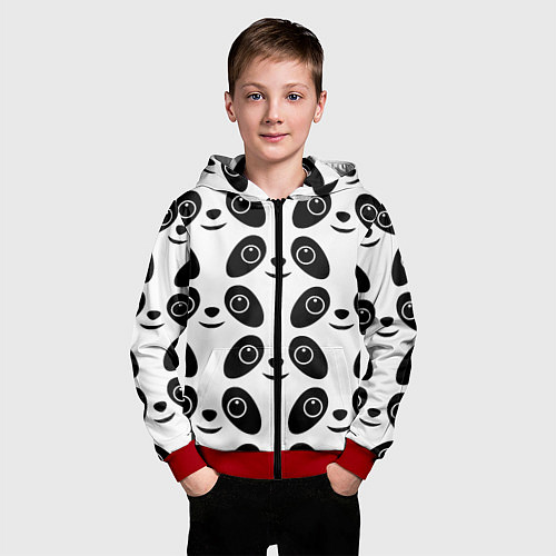 Детская толстовка на молнии Panda bing dun dun / 3D-Красный – фото 3