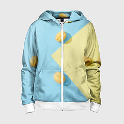 Толстовка на молнии детская Жёлтый и голубой цвета и абрикосы, цвет: 3D-белый