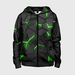 Детская толстовка на молнии Green neon steel