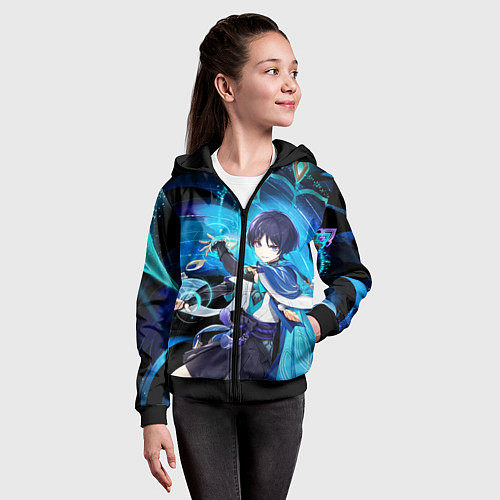 Детская толстовка на молнии Странник: Genshin impact / 3D-Черный – фото 4