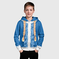 Толстовка на молнии детская Снегурка с косами, цвет: 3D-белый — фото 2
