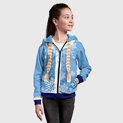 Толстовка на молнии детская Снегурочка с косами, цвет: 3D-синий — фото 2