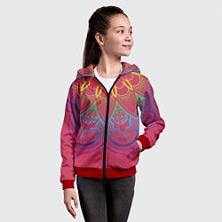 Толстовка на молнии детская Viva magenta mandala, цвет: 3D-красный — фото 2