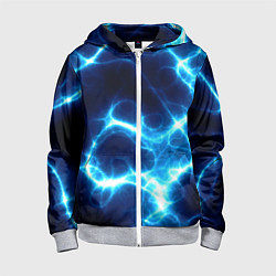 Толстовка на молнии детская Молния грозовая - электрические разряды, цвет: 3D-меланж