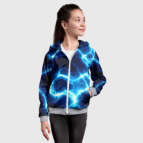 Детская толстовка на молнии Молния грозовая - электрические разряды / 3D-Меланж – фото 4