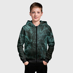 Толстовка на молнии детская Тёмно-синий водянистый туман, цвет: 3D-черный — фото 2