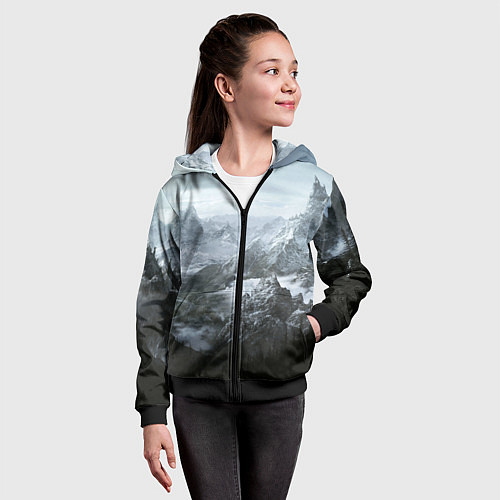 Детская толстовка на молнии Природа Скайрима / 3D-Черный – фото 4