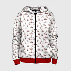 Толстовка на молнии детская Усы и носы, цвет: 3D-красный