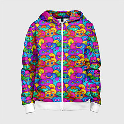 Толстовка на молнии детская Паттерн много Маленьких Монстров, цвет: 3D-белый