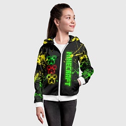 Толстовка на молнии детская Minecraft - неоновые логотипы, цвет: 3D-белый — фото 2