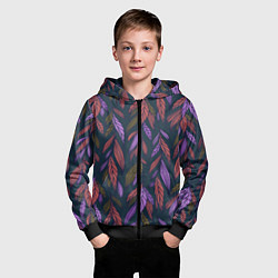 Толстовка на молнии детская Лиственный узор, цвет: 3D-черный — фото 2