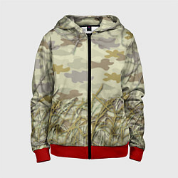 Толстовка на молнии детская Камуфляж охотника, цвет: 3D-красный