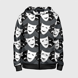 Толстовка на молнии детская Две маски, цвет: 3D-черный