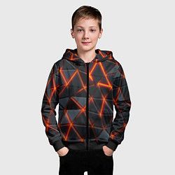 Толстовка на молнии детская Треугольники и неон, цвет: 3D-черный — фото 2