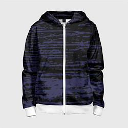 Толстовка на молнии детская Синие кляксы на чёрном, цвет: 3D-белый