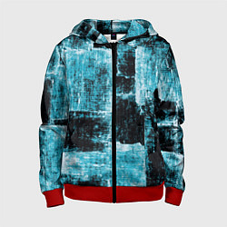 Толстовка на молнии детская Голубой абстракт, цвет: 3D-красный