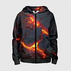 Толстовка на молнии детская Красивая неоновая лава, цвет: 3D-черный