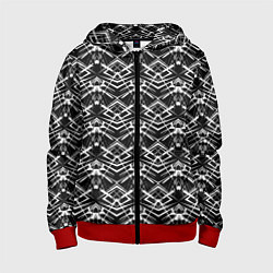 Толстовка на молнии детская Черно-белый модерн узор, цвет: 3D-красный