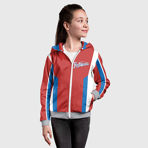 Детская толстовка на молнии Непобедимый - в цветах российского флага / 3D-Меланж – фото 4