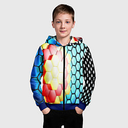 Толстовка на молнии детская Shape abstract color, цвет: 3D-синий — фото 2
