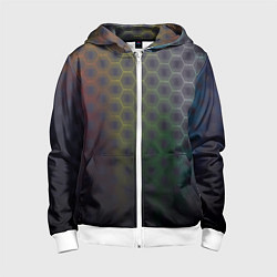 Толстовка на молнии детская Абстрактные соты размытые, цвет: 3D-белый