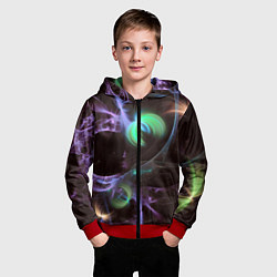 Толстовка на молнии детская Магические фиолетовые волны и цветные космические, цвет: 3D-красный — фото 2