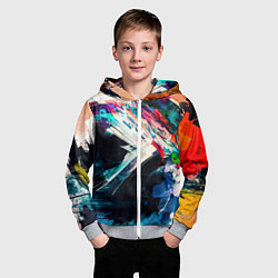 Толстовка на молнии детская Разноцветные мазки краски, цвет: 3D-меланж — фото 2