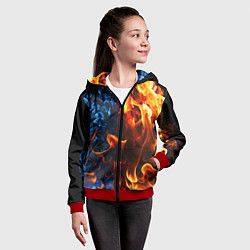 Толстовка на молнии детская Битва огней - два пламени, цвет: 3D-красный — фото 2
