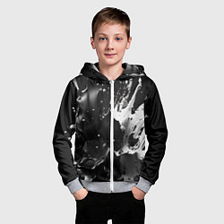 Толстовка на молнии детская Брызги красок - белая и черная, цвет: 3D-меланж — фото 2