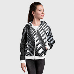 Толстовка на молнии детская Карбоновая абстракция грани, цвет: 3D-белый — фото 2