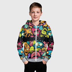 Толстовка на молнии детская Монстры перевертыши, цвет: 3D-меланж — фото 2