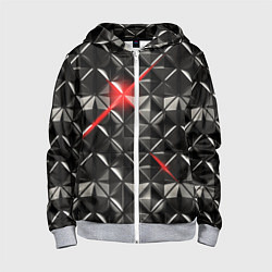 Толстовка на молнии детская Металлические плитки, цвет: 3D-меланж