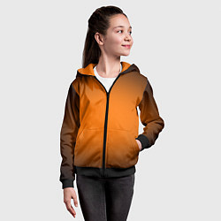 Толстовка на молнии детская Кислотный оранжевый с градиентом, цвет: 3D-черный — фото 2