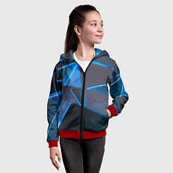 Толстовка на молнии детская Неоновые грани абстракции, цвет: 3D-красный — фото 2