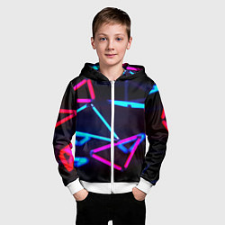 Толстовка на молнии детская Неоновые фигуры ночь, цвет: 3D-белый — фото 2