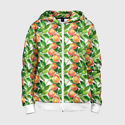 Детская толстовка на молнии Персики акварельный паттерн