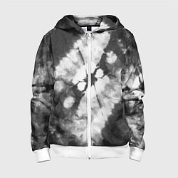 Толстовка на молнии детская Черно-белый тай-дай, цвет: 3D-белый