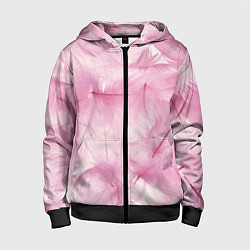 Толстовка на молнии детская Розовые перышки, цвет: 3D-черный