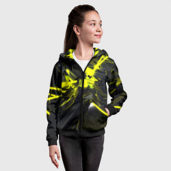 Толстовка на молнии детская Yellow gold abstraction, цвет: 3D-черный — фото 2