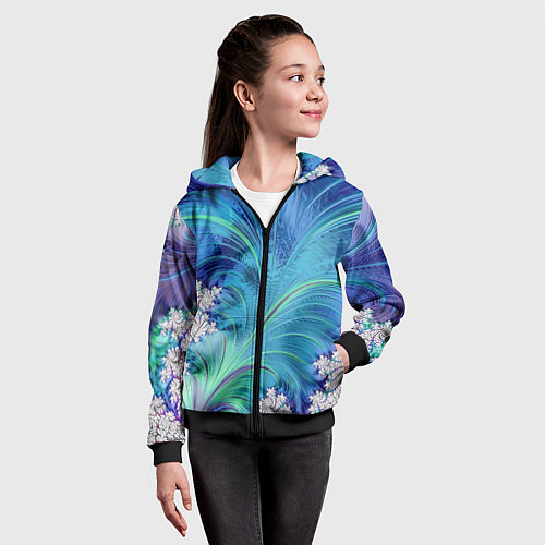 Детская толстовка на молнии Авангардная фрактальная композиция / 3D-Черный – фото 4
