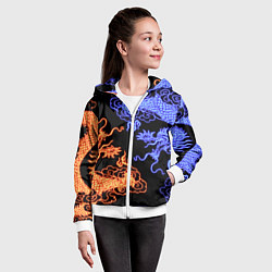 Толстовка на молнии детская Парящие неоновые драконы, цвет: 3D-белый — фото 2