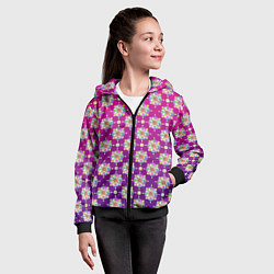 Толстовка на молнии детская Абстрактные разноцветные узоры на пурпурно-фиолето, цвет: 3D-черный — фото 2