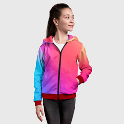 Толстовка на молнии детская Цветной градиент, цвет: 3D-красный — фото 2