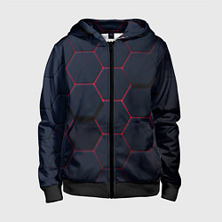 Толстовка на молнии детская Светящиеся стальная броня, цвет: 3D-черный