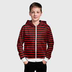 Толстовка на молнии детская Темно-красные полосы, цвет: 3D-белый — фото 2